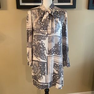 Lola Italian beige multi print pencil dress NWT